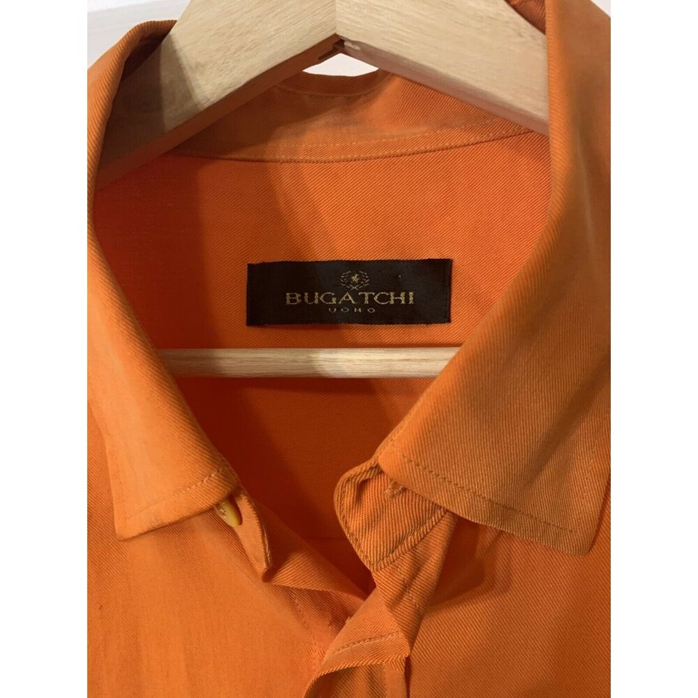 BUGATCHI UOMO CASUAL SHIRT Men’s SIZE L CLASSIC FIT 100%‎ Tencel Orange